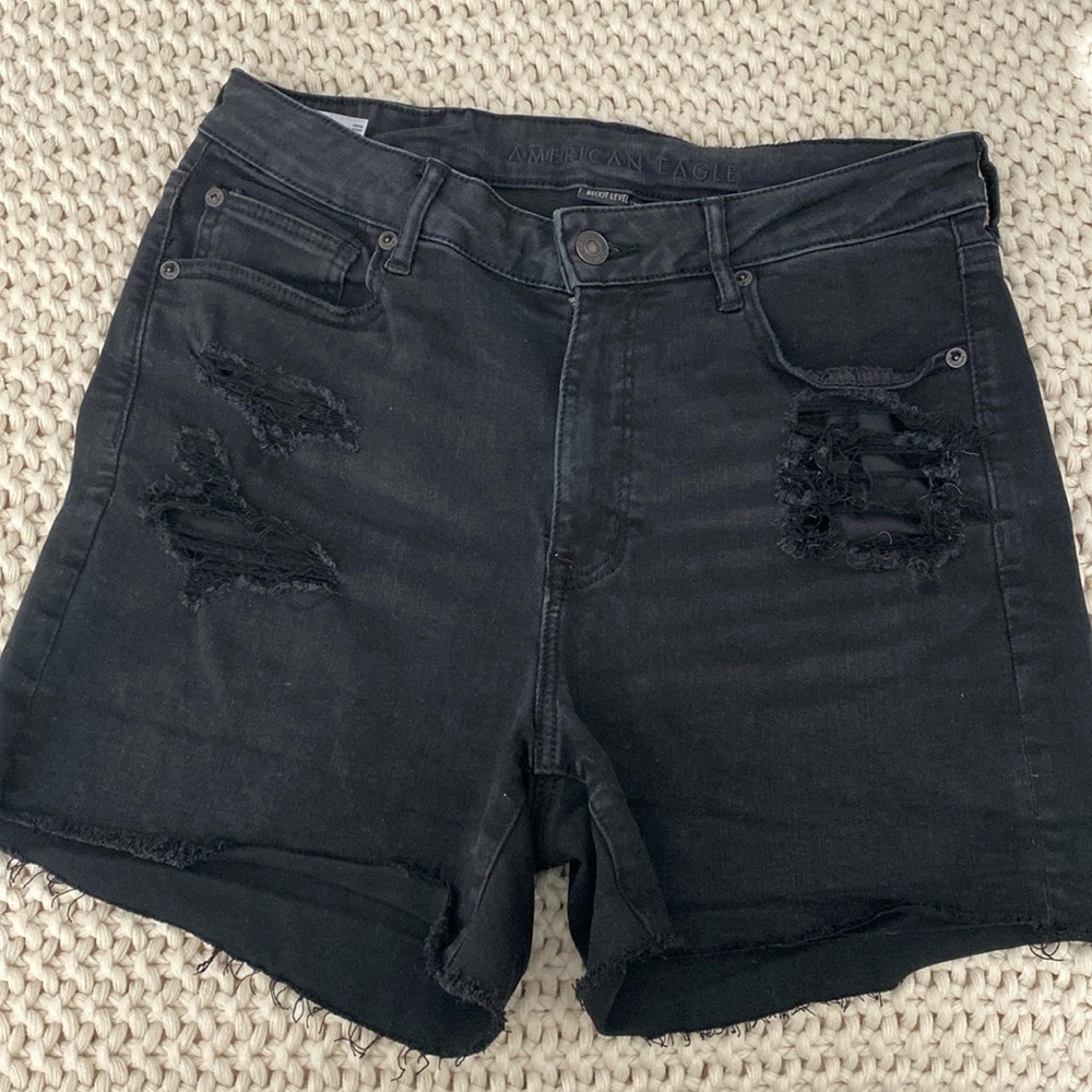 American Eagle Black Denim cut off shorts.